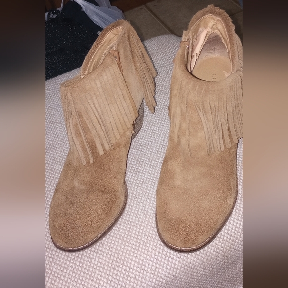 Lucky Brand Fringed Brown Suede Wedges - Picture 2 of 7